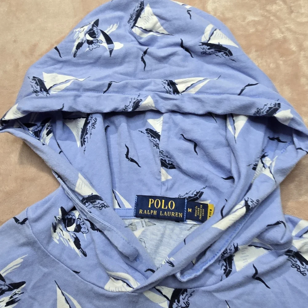 Polo Ralph Lauren Mens Polo Bear Jersey Hooded T-Shirt Nauticsl Blue Size M